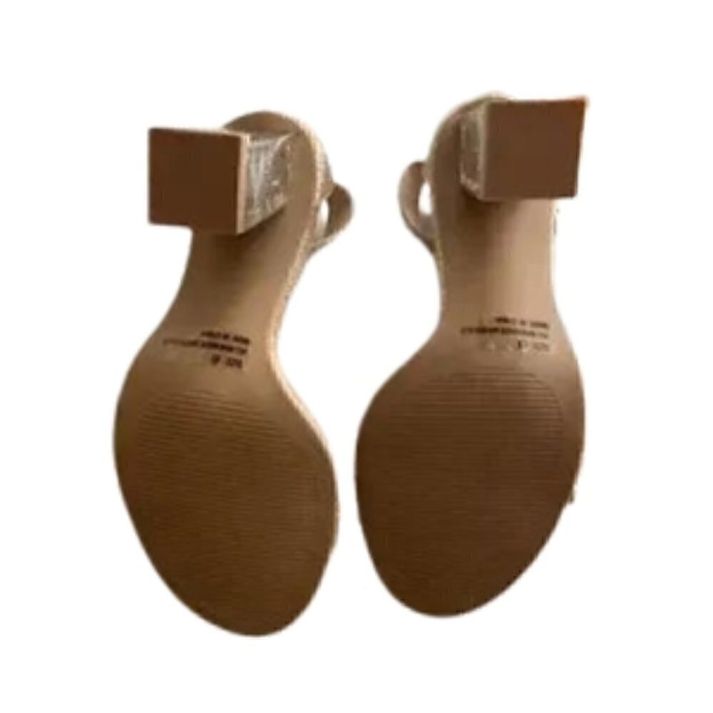 Qupid Block Heel Sandals Lucite Champagne Gold Gl… - image 4